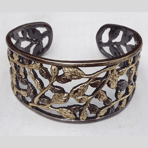 Antique Brass Finish Engraved Metal Hand Cuff